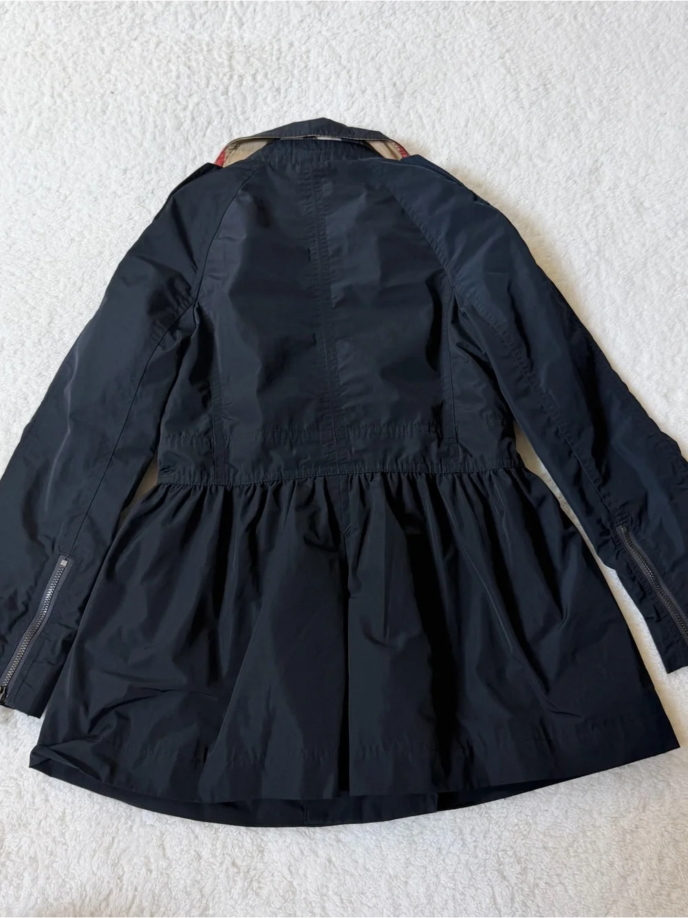 Burberry Girls 8Y Jacket Trench Coat Nova Check Children Authentic Navy